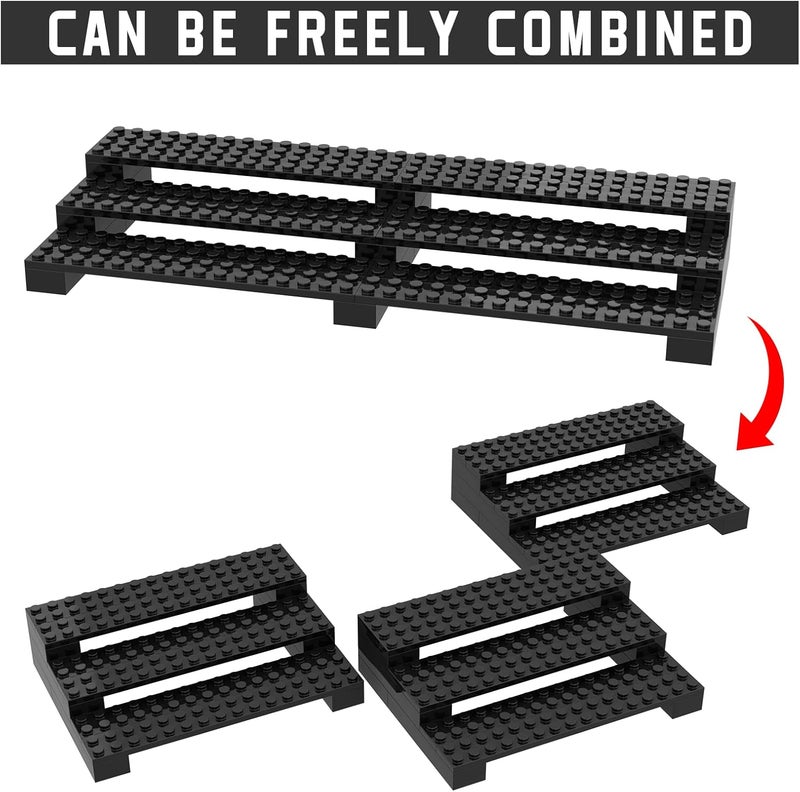 popbricks Store 2 Pack Brick Minifigure Display Stand - 3-Tier Display Case for Lego Mini Figures - Holds 66 Figures - Black Stylish Organizer for Collectors | Great Gift for Minifigure Lovers - Image 2